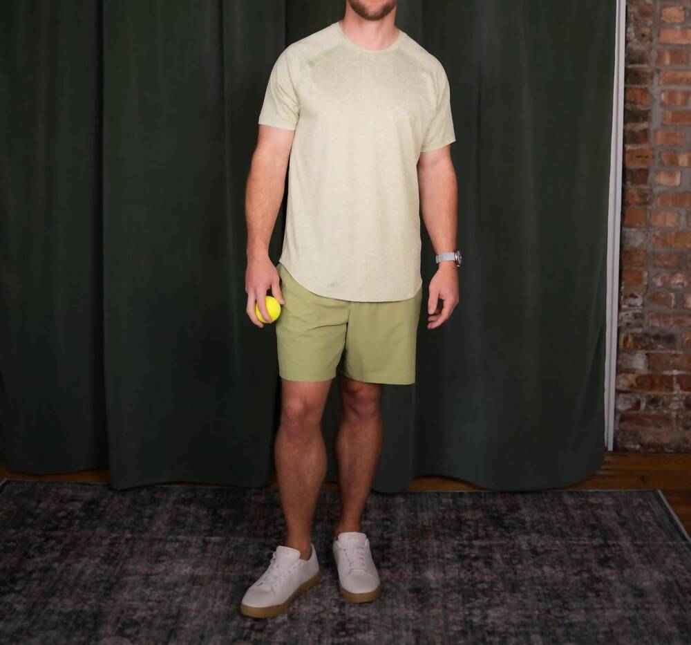 NEW RHONE men's atmosphere tee in dusty sage heather